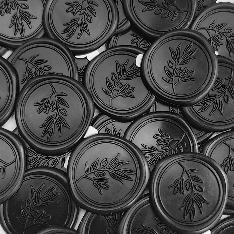 Pilloze 50Pcs Black Self-Adhesive Wax Seal Stickers - Wax Seal Perfect for Wedding Invitation or Envelope Good Adhesion and Easy to Use, Wedding Invitation Accessories - Image 1